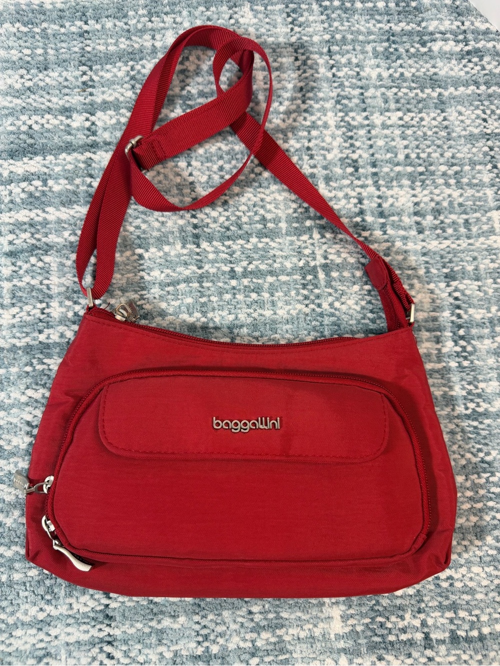 Baggallini Red Nylon Crossbody Bag with Adjustable Strap